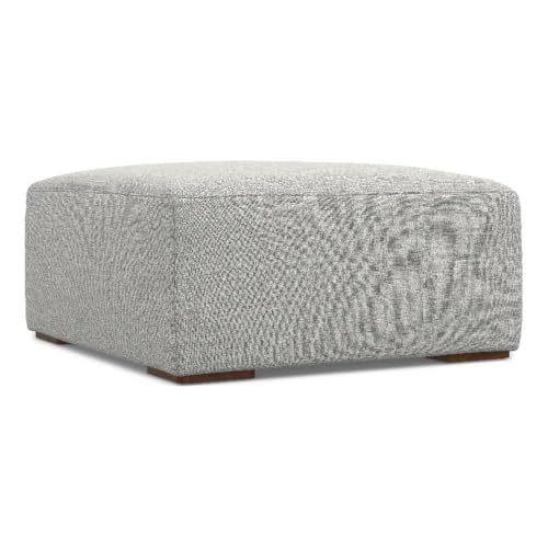 Pemberly Row Modern Table Ottoman, Pale Gray Performance Fabric, Eco-Friendly Upholstery, Solid Wood Frame, Foam Cushion, Sturdy Design, Multifunctional Coffee Table or Footrest for Living Room