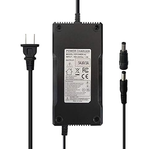 Abakoo 54.6V 3A Power Supply Adapter Charger for 48V Lithium Li-ion Battery Pack with DC 5.5x2.1mm / 5.5x2.5mm Plug Cover