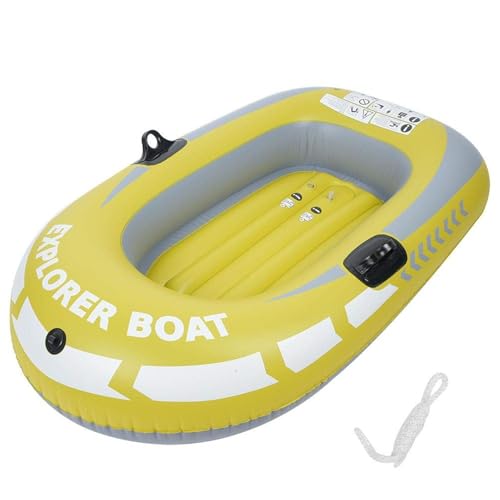 BOROCO Gelbes PVC Schlauchboot für 1 Person, Aufblasbares Ruderboot bis 55 kg, Ideal zum Angeln, Driften & Wasserspaß