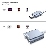 BENFEI Adapter USB C na DVI, Adapter Type-C na DVI [kompatybilny z Thunderbolt 3/4] do iPhone'a 15 Pro/Max, MacBooka Pro/Air 2023, iPada Pro, iMaca, S23, XPS 17, Surface Book 3 i innych - szary