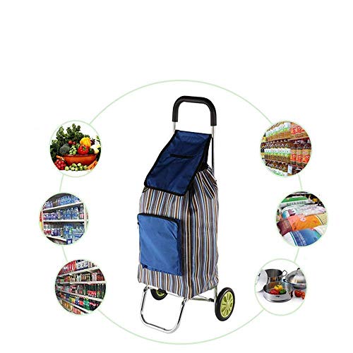 Einkaufstrolley, zusammenklappbar, Oxford-Stofftasche, Einkaufswagen, gestreift, Bedruckt, Kletterwagen, 2 große Räder für Zuhause, Leichter Einkaufswagen – Bild 3