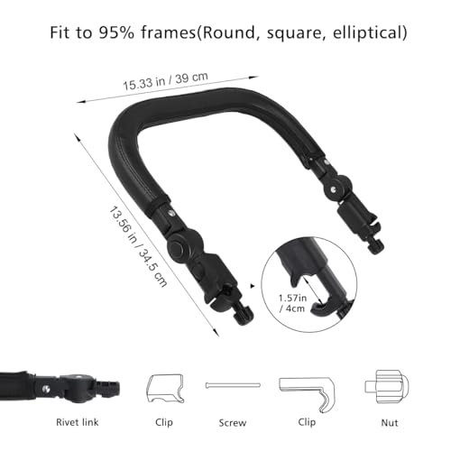 Image of Kisangel Replacement Adjustable Detachable PU Leather Baby Stroller Bumper Handle, Armrest Crossbar for Umbrella Stroller Handle Extender, 15.35 x 13.58 x 1.96 Inches