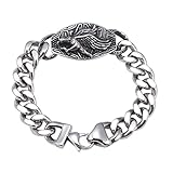 Männer Armband, Herren Schmuck Armband Silber Adler Silber Randstein Hummerschere Edelstahl Armband