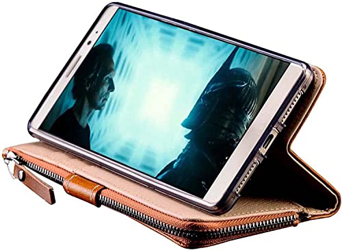Étui à rabat iPhone 14 Pro en cuir véritable protection folio café - 7