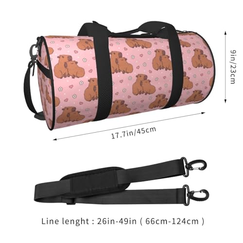 Large Duffle Bag for Travel - Heart Capybara Gym Bag for Women Men, Foldable Travel Bags for Women Men with Zippered Multiple Pockets2