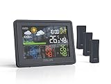 BALDR Home Weather Station & Indoor Outdoor Thermometer with 3 Wireless Remote Sensors, Atomic Alarm