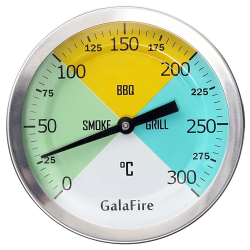 GALAFIRE 80 mm großes Zifferblatt 300 °C BBQ Grill Thermometer Holz Smoker Temp Gauge mit verlängertem 73 mm Stiel für Grillen Fleisch Kochen GALAFIRE 80 mm großes Zifferblatt 300 °C BBQ Grill Thermometer Holz Smoker Temp Gauge mit verlängertem 73 mm Stiel für Grillen Fleisch Kochen