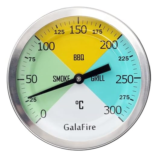 GALAFIRE 80 mm großes Zifferblatt 300 °C BBQ Grill Thermometer Holz Smoker Temp Gauge mit verlängertem 73 mm Stiel zum Grillen Fleisch Kochen