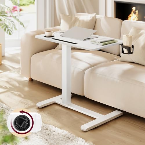 VASAGLE Bureau Assis-Debout sur roulettes, Table Mobile Réglable en Hauteur,