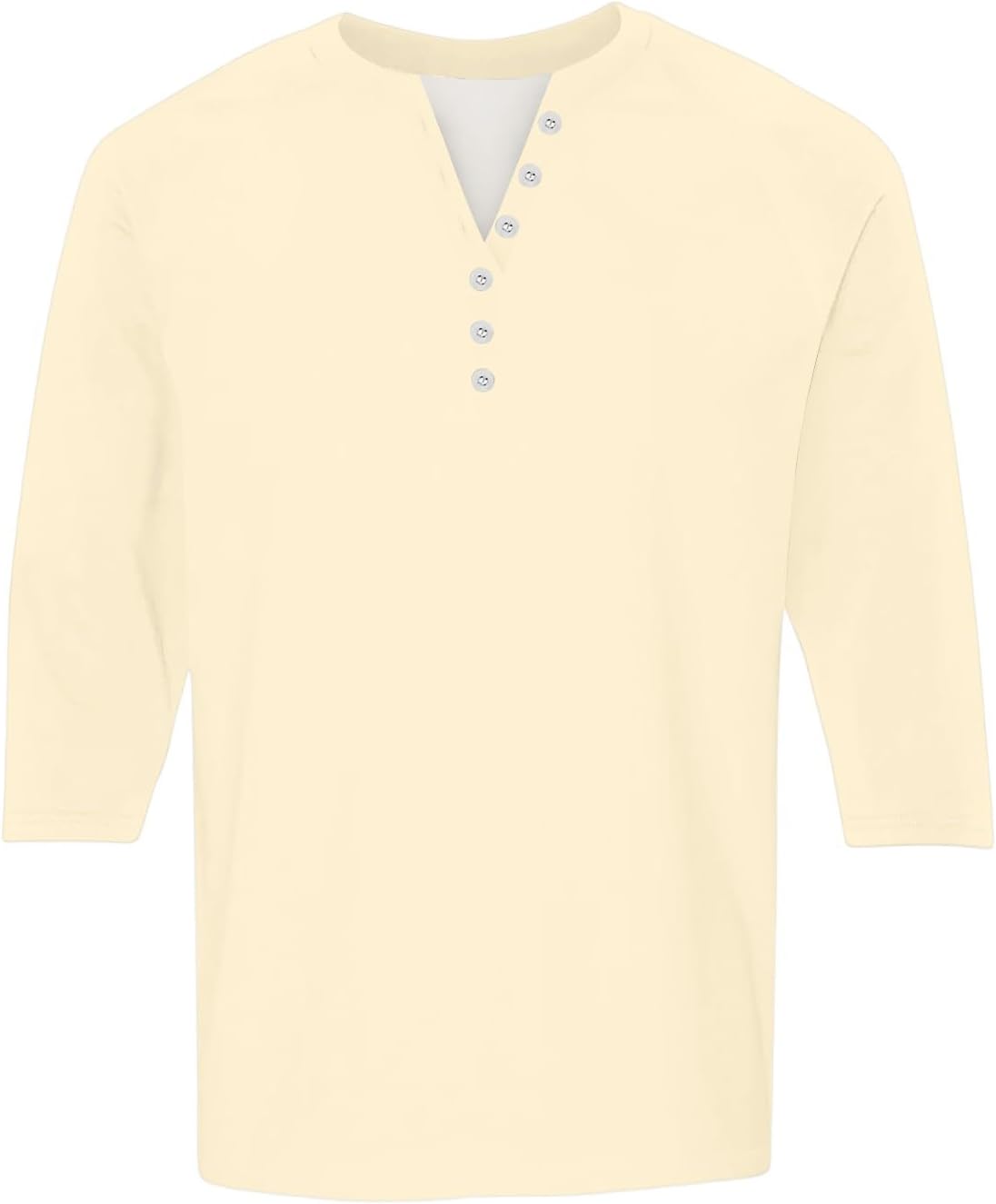 WENKOMG1 Men's Three Quarter Sleeve Henley Shirt Summer Casual Basic Athletic Workout T-Shirt, S-3XL