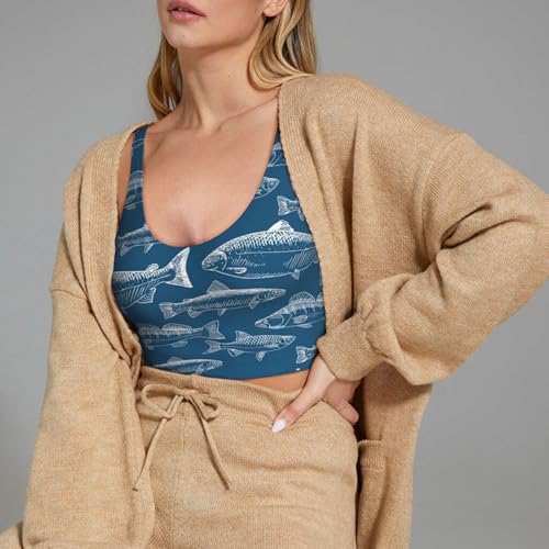 Ocean Fishes Print Womens Utility Vest Sports Vest Yoga Workout Vest for Women Lightweight Summer4