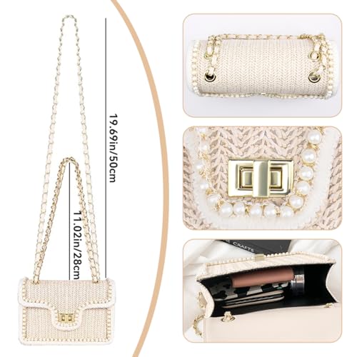 Image of Women Shoulder Bag, Flap Crossbody Bag for Girls Stylish Evening Purse with Pearls Decor