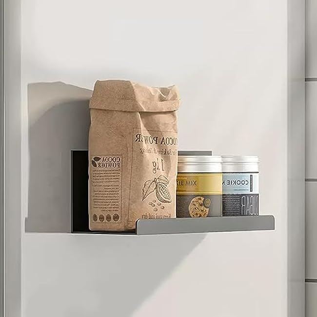 WAYUTO Magnetic Fridge Shelf Refrigerator Organizer Pegboard Storage Whiteboard Metal Shelf With Magnets for Home Office - Black