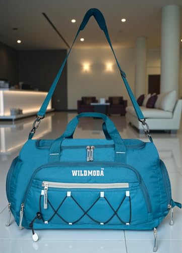 Image of 50L Duffel Travel Bag with Multiple Pockets | Ideal for Gym & Outdoor Trips (Turquoise)