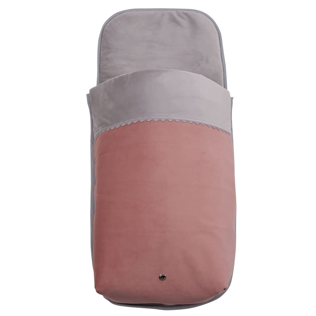 Saco Capazo Bebé Invierno Universal ALPES ROSA. Polar Gris - Relleno extraíble - Medidas 77x34