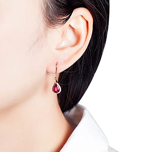 Boucles d'oreilles ruby forme goutte d'eau argent 925 bijoux pour femmes couleur rose