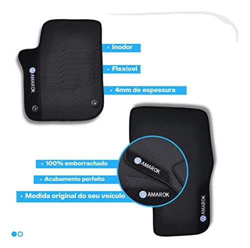Jogo Tapete Amarok Todos Carro Borracha Volkswagen 3 Peças 2010 2011 2012 2013 2014 2015 2016 2017 2