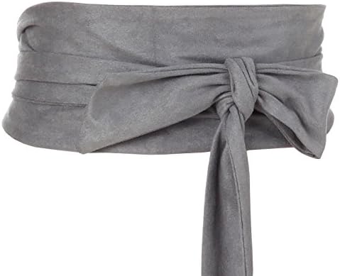 Shengweiao Women's Self Tie Wrap Around Obi Waist Band Cinch Boho Belt (Gray)
