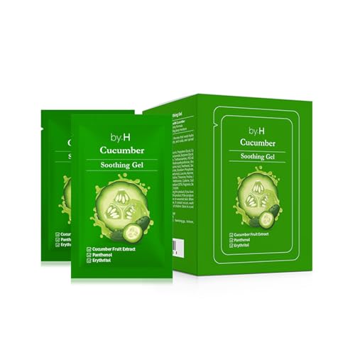 by.H Pure Cucumber Gel Organic Pouch (30 PC) - Skin Care Cucumber Cooling Gel with Extracts for Sunburn and Soothing Relief | Food Grade Non-Sticky Formula for Sensitive Skin