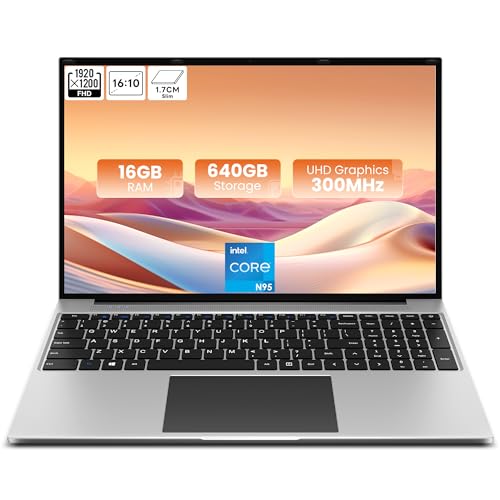 jumper 16 inch laptop, Celeron N95 Notebook, 16GB DDR4 640GB (128G eMMc+512G SSD) laptops, 1920x1200 FHD IPS display (16:10), BluetoothT 4.0, 2.4G+5G WIFI, Suitable for Students