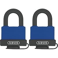 ABUS Messing-Vorhängeschloss Aqua Safe 70IB/45 - wetterfest - Edelstahlbügel für extra Korrosionsschutz - Kunststoffummantelung - ABUS-Sicherheitslevel 5 (Packung mit 2) – Ansicht 1