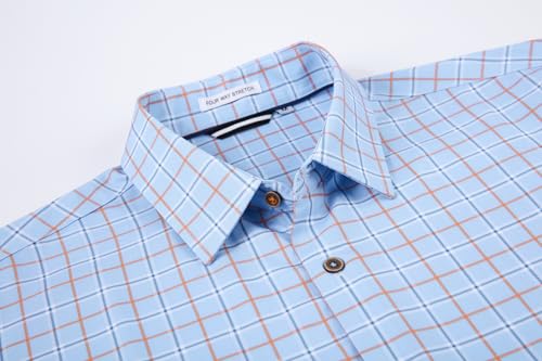 Alex Vando Mens Button Down Shirts Wrinkle Free 4-Way Stretch Print Business Casual Shirt