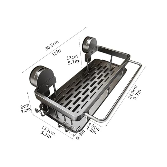 Suction Cup Rag Holder, Wall-mounted Storage Rack, Sponge Rack with Drain Tray, Removable Sink Storage Rack, Multifunctional Organizer for Kitchen, Dining Room