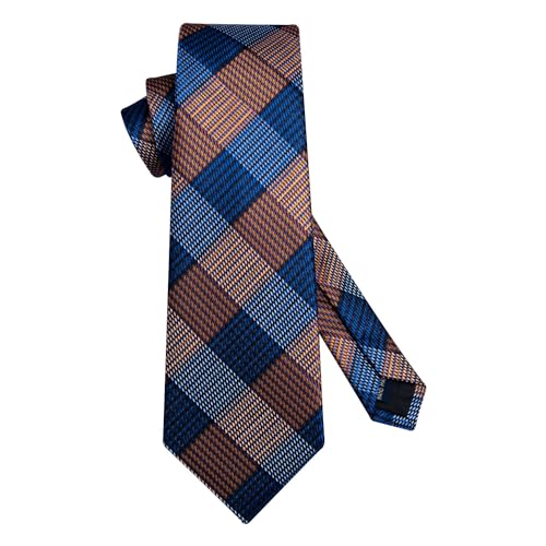 SetSense Men's Plaid Jacquard Woven Tie Necktie Set