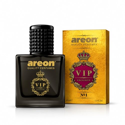 Image of AREON VIP 1 GOLD Car Perfume Spray - 1.7 Fl Oz Glass Bottle Air Freshener - Long-Lasting Fragrance for Car Interior - Premium Auto Air Freshener - Elegant Scent (50ml)