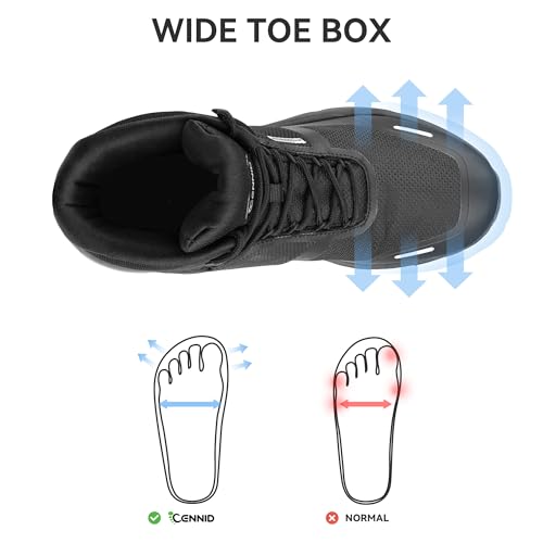 Image of Men's Tactical Work Boots Waterproof Wide Orthopedic Zipper Boot Lightweight Comfort Leather Motorcycle Police Shoes