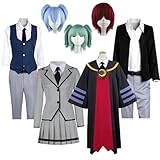 [七転び八起き] 暗殺教室 コスプレ 殺せんせー 潮田渚 茅野カエデ 赤羽業 コスプレ衣装 ウィッグ付き コスチューム アニメ 仮装 変装 文化祭 学園祭 イベント パーティー 漫遊展 ハロウィン クリスマス プレゼント 男女兼用 (茅野カエデ（衣装+ウィッグ）,XS) [並行輸入品]