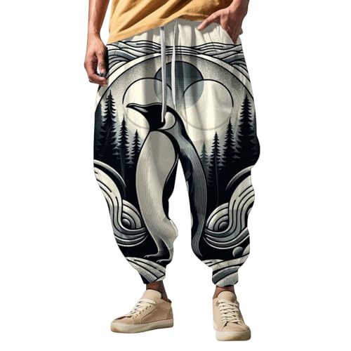 Sweat Pants for Mens Japanese Pants Mens Joggers Fun Print Fashion Street Sweatpants with Pockets Baggy Elastic