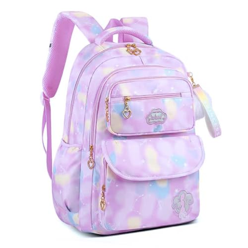 Mochila Escolar Feminina Espaçosa Impermeável Bolsa Reforçada, Trabalho, Faculdade, Passeio, Casual, Menina Infantil Juvenil Adolescente (Lilas)