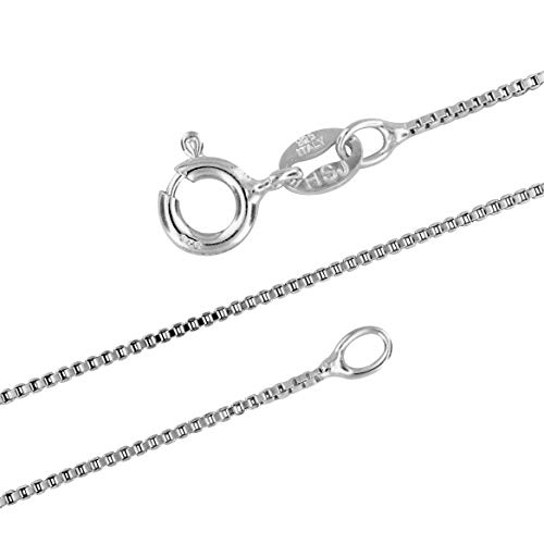 Sterling Silver 1mm Box Chain Necklace Solid Italian Nickel-Free, 20 Inch