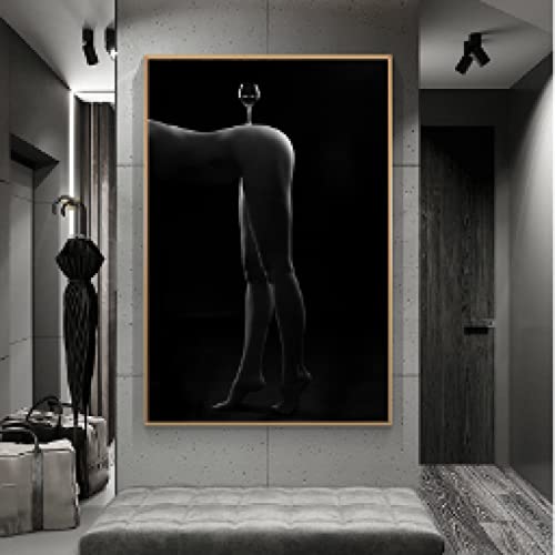 Toile Femme avec Verre de Vin Blanc pour une Décoration Murale Chic de Salon