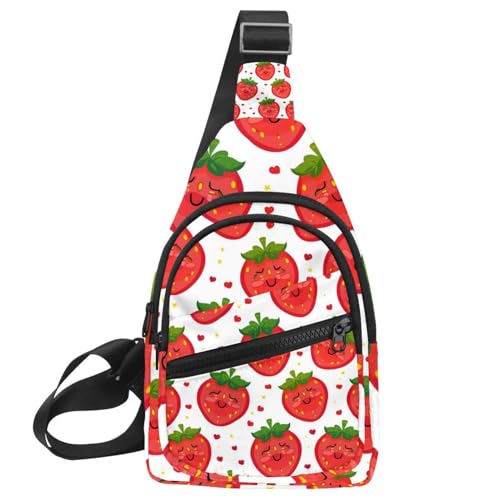 Sac à dos à bandoulière fraise au design multicolore unique et sangle confort