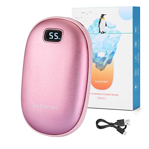 DazSpirit Handwarmers Oplaadbaar, 8000mAh Hand Warmer Power Bank Usb Elektrische Pocket Handwarmers, Wandelen Handwarmers Herbruikbaar, 9 Hr Heat, 3 Warmte, Ideaal voor Outdoor Winter Activiteiten