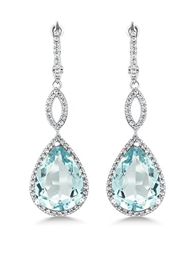 Gem Stone King 925 Sterling Silver Long Drop Dangle Elegant Wedding Bridal Chandelier Teardrop Earrings for Women | 2 Inch | Pear Shape 16X12MM | 20.00 Cttw2