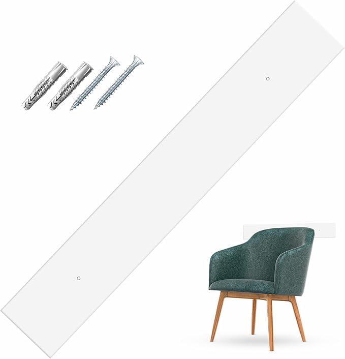 ASTROPLASTIC Plexiglass-Acrylic Chair Sashes Transparent and Coloured for Wall Protection | Installation with Screws Included (White, 200 x 15 cm)