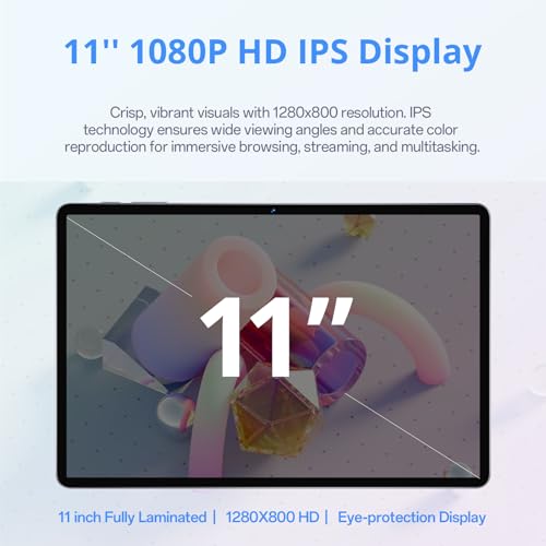 Image of Android Tablet 11 Inch Android 15 Tablet with Case, Octa-Core, 16GB RAM 128GB ROM Expandable, 8000mAh, 1280X800 FHD Display, Dual Camera 5MP+13MP, GPS, Bluetooth 5.0, 2.4G /5G Wi-Fi, Widevine L1,Gray