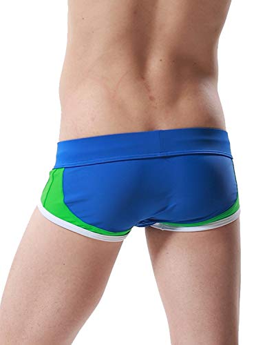SEOBEAN Mens Low Rise Sexy Sport Swimwear Trunk Boxer Brief Bikini Swimsuit (Large(31-34"), 2708 Blue)2