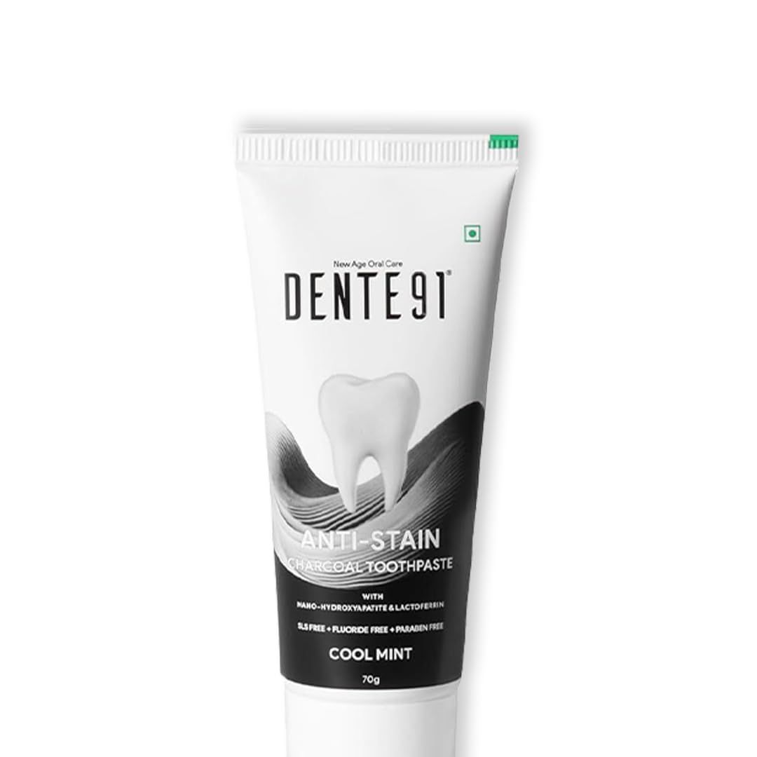 Anti-Stain Charcoal Toothpaste for Stain Removal & Teeth Whitening, Protects against Dental Caries & Strengthens Enamel, Reduces 63% stains, Whitens teeth by 80% in just 3 days, 70g