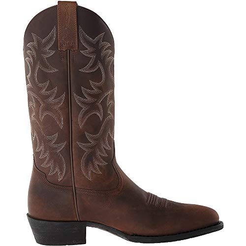 Western Boots for Men Durable Chunky Heel Pull On Mid Calf Embroidered Cowboy Work Boots4