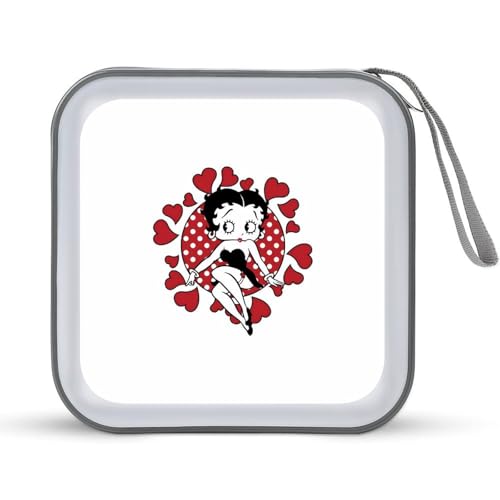 ベティー・ブープ ベティちゃん CDケース プラケース DVD収納ケース CD収納ボックス ディスクケース 防水 メディアケース 大容量 40枚収納 小型 持ち運び便利 薄型 ファスナー付 旅行