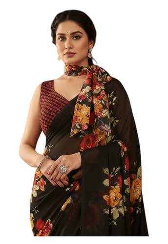 Image of Yashika Women's Georgette Printed Saree with Blouse Piece for Traditional Ethinic Wear Sari