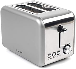 Salter EK2652TITANIUM Metallic 2-Slice Toaster, 850W, Titanium, 6 Levels Of Variable Browning, Wider Slots For Thicker Bagels, Crumpets, Teacakes & Pancakes, Defrost/Cancel & Reheat Functions