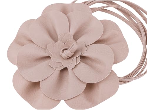 Women's Flower Waist PU Leather Belt Boho Skinny Rope Waist Dress Belt for Dress Concert Dating Party Outfit2