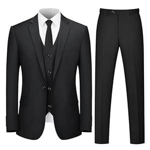 3 Piece Suits for Men Slim Fit Mens Suit for Business Wedding Party One Button Blazer Tuxedo Jacket Vest Pants