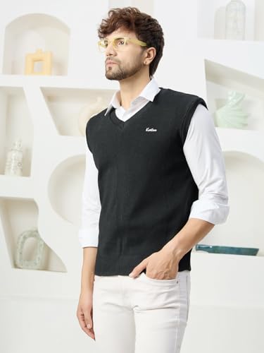 Image of Kvetoo V Neck Sleeveless Winter Wool Sweater for Men