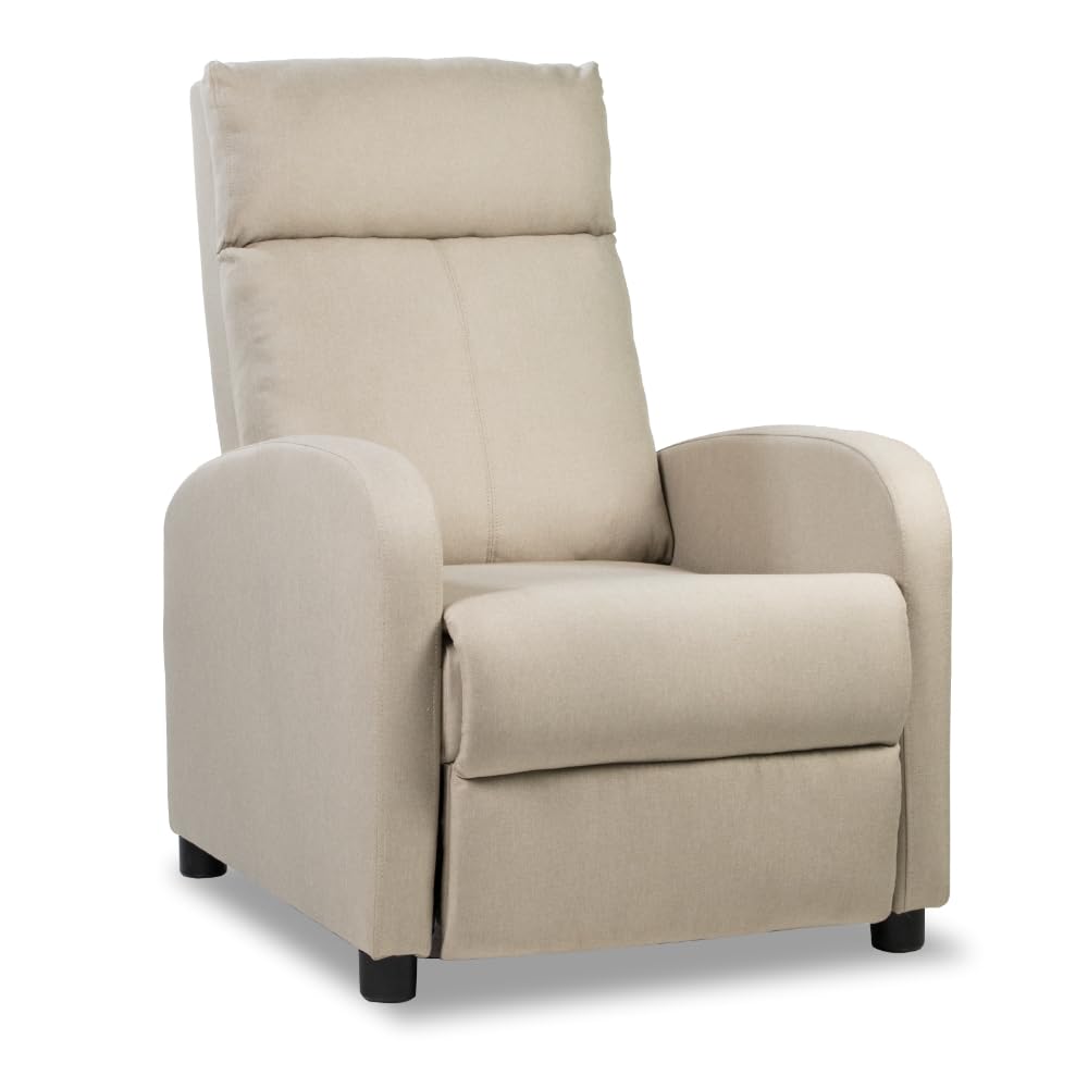ZZ DON DESCANSO - Sillón Reclinable Tela Verona Beige, Sillón Relax con Reposapiés, Sistema de Apertura Push, Compacto, 2 Posiciones de Tumbada y Posición Cero, Butaca Salón Reclinable hasta 160º